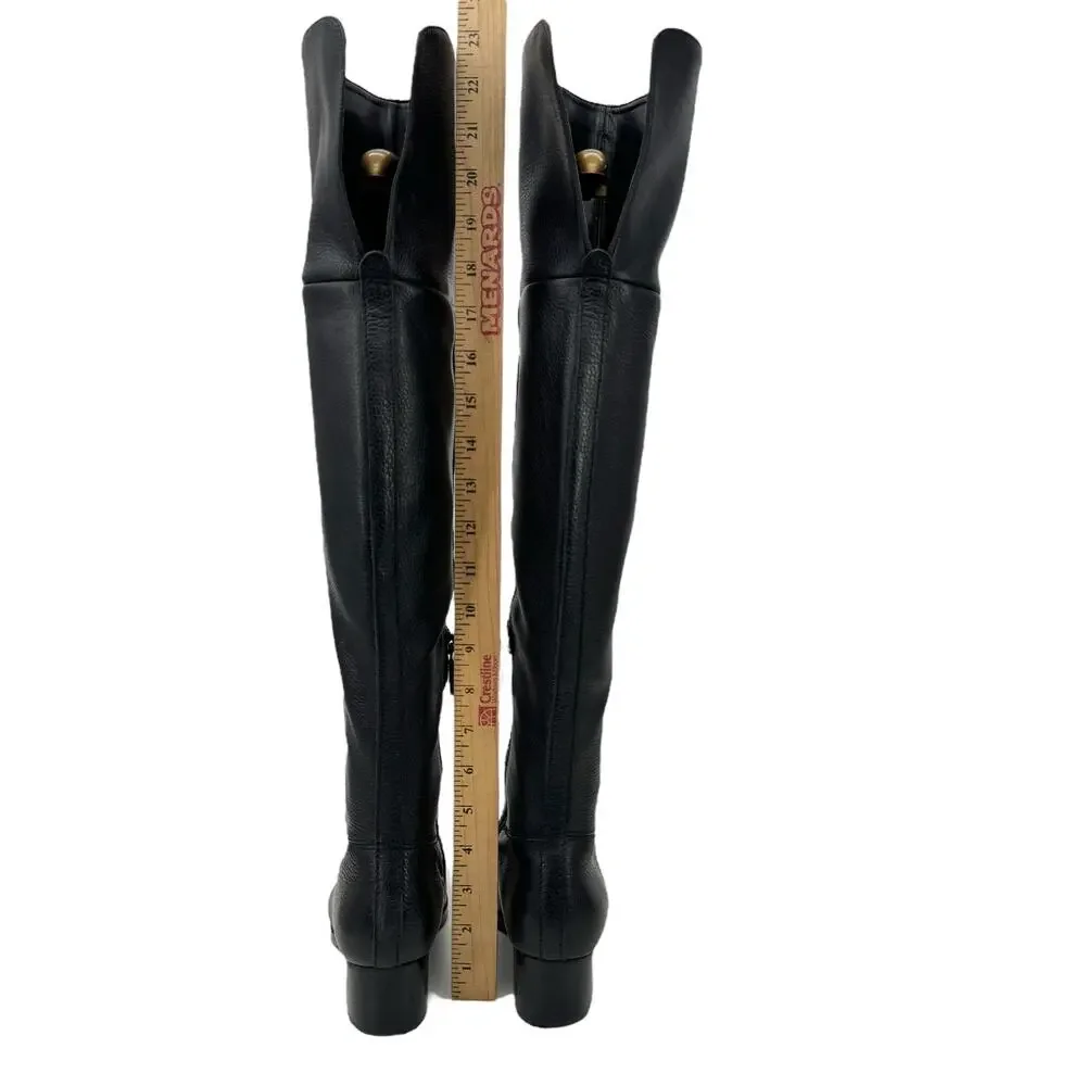 Ralph Lauren Dallyce Over The Knee OTK Boots Women's SZ 6 Black Chic Bold Party